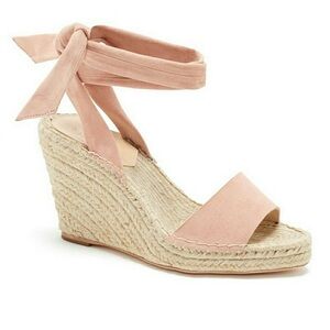 Loeffler Randall NEW Blush Harper Genuine Suede Ankle Wrap Platform Sandals 9